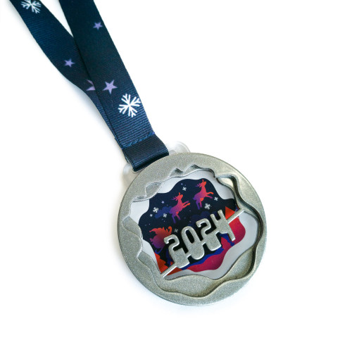 Медаль 3-слойная из металла и акрила (два слоя металла) с полноцветной печатью