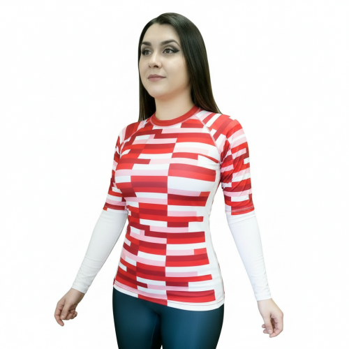 Рашгард женский спортивного кроя с плоскими швами, модель с длинным рукавом, материал бифлекс