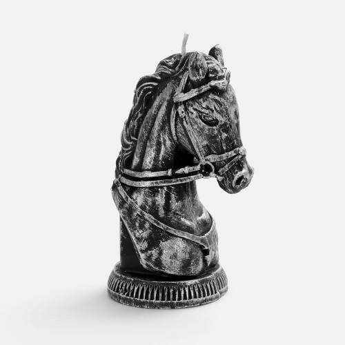 Свеча фигурная «Бюст лошади», серебристая