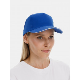 Бейсболка Long Beach, ярко-синяя с белым