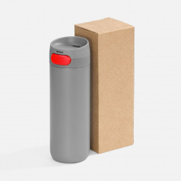 Термостакан X1 с цветной кнопкой, серый с красным