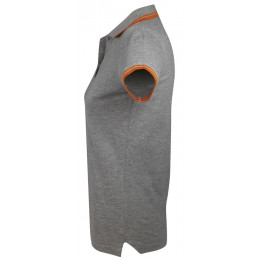 Рубашка поло женская Pasadena Women 200 с контрастной отделкой, серый меланж с оранжевым