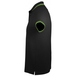 Рубашка поло мужская Pasadena Men 200 с контрастной отделкой, черная с зеленым