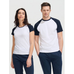 Футболка мужская двухцветная Funky 150, белая с ярко-синим