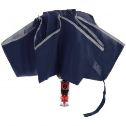 Зонт наоборот складной Futurum со светоотражающим кантом, темно-синий