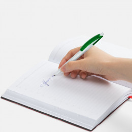 Ручка шариковая Bento, белая с зеленым