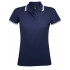 Рубашка поло женская Pasadena Women 200 с контрастной отделкой, темно-синяя с белым